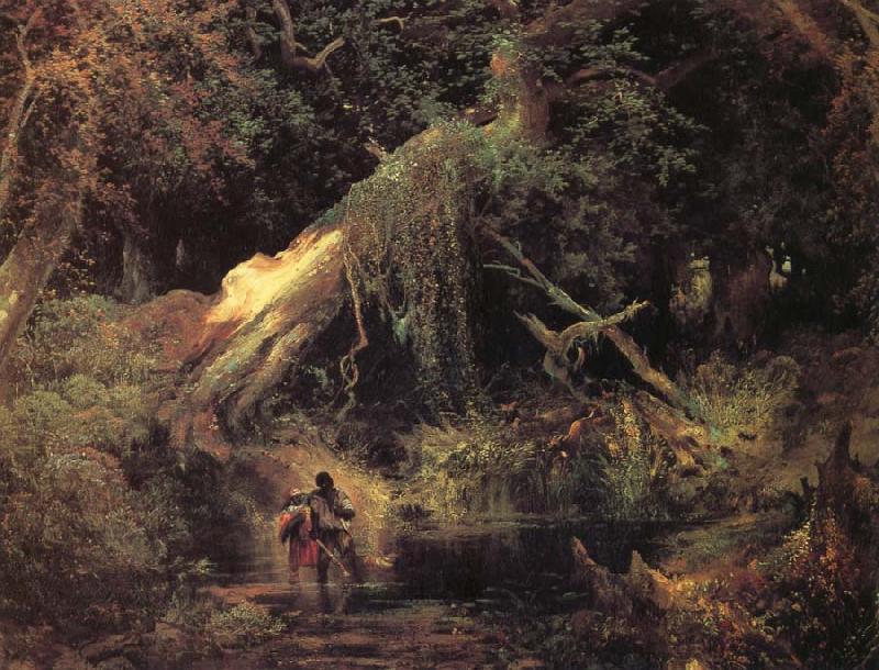Moran, Thomas Slaves Escaping Through the Swamp oil painting image